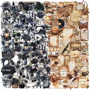 3 x 100 Vintage Aesthetic Transparent Waterproof Stickers for Scrapbooking Diary Decorations Ideal for Teens and Adults Crafting Water Bottles and Handmade Projects