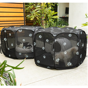2-in-1 Cat Playpen, Pop Up Dog Pet Playpen for Indoor Outdoor Cats Enclosed, Portable Pet Playpen, Kitten Puppy Foldable Play Pen Cat Dog Tent Crate Cage Kennel(No Divider, Unified Space)