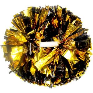 Hooshing 2/6/12PCS Cheerleading Pom Poms with Baton Handle for Team Spirit Sports Dance Cheering Kids Adults (Black and Gold)