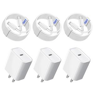 3Pack iPhone Fast Charger[Apple Mfi Certified],10FT iPhone Charger Fast Charging USB C to Lightning Cable with Type C Charger Block Fast Charging Adapter for iPhone 14 13 12 11 Pro Max X Xs Max 8Plus