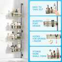 Corner Shower Caddy Tension Pole, 4-Tier Adjustable Rustproof Inside Shower Organizer, Quick Installation Adhesive Bathroom Shower Shelves, No Drilling Shelves for Bathroom Storage