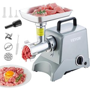VEVOR Meat Grinder, 5 Lb/Min Capacity, 0.77 HP 575W800W MAX) Electric Meat Mincer with Blade, Grinding Plate, Sausage Stuffing Blade and 3 Tubes, Aluminum Commercial Meat Grinder, ETL Listed