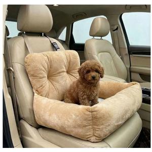 Craedli Dog Car Seat for Small Dogs, Washable Detachable Car Front & Back Seat Pet Bed with Safety Leash, Universal Portable Puppy Travel Booster Seats for Dogs Under 25 lbs (Light Brown)