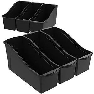 Premium Large Book Bin, 14.3 x 5.3 x 7 Inches, Black, Case of 12