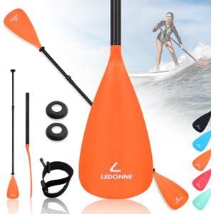 LEDONNE SUP Paddle 4-Piece Adjustable Kayak Paddle Floating Lightweight Paddle Board Oar with Aluminum Alloy Shaft and 2 Nylon Blades Best Price Based on Our 3 Million Sets Per Year 500 bought monthly (4 Pieces Paddle Orange)