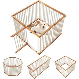 Dog Playpen Foldable Metal Pet Pen Fence Pet Door 8 Panels for Medium/Small Dogs, Indoor & Outdoor,Portable Pet Playpen for Camping, Yard and RV