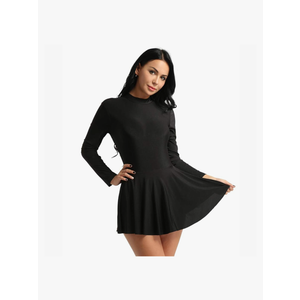 Women Long Sleeve Thermal Figure Ice Skating Dress Ballet Dance Gymnastics Leotard Size L