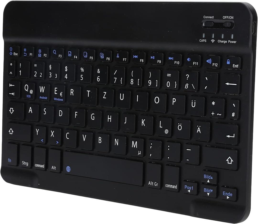 German Keyboard 10Inch Keyboard German Layout USB Computer Keyboard for Laptops, PC(Black)