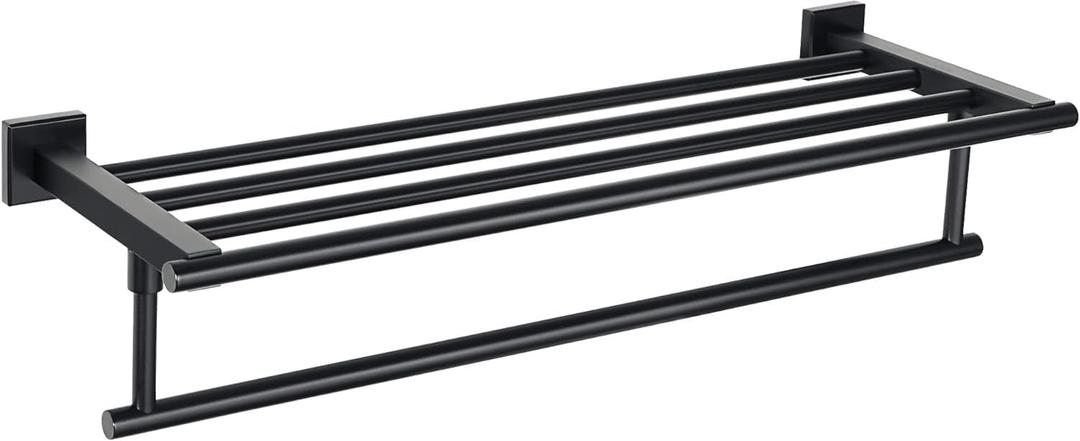 Alise 24 Inch Towel Racks for Bathroom Wall Mounted,Bathroom Towel Rack with Tower Bar,Double Towel Racks for Bathroom,SUS304 Stainless Steel Bathroom Towel Holder Matte Black