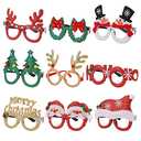 Eokeanon 9 Pack Christmas Party Glasses Christmas Glitter Decoration Costume Eyeglasses Frame Unisex Eyeglasses for Holiday Party Decorations Christmas Ornaments Gift, Assorted Styles