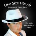 White Gangster Fedora Hat - One Size with Premium Fit Elastic Band