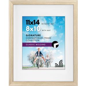 Americanflat 11x14 Picture Frame with Shatter-Resistant Glass - Use as 8x10 Frame with Mat or Display 11x14 Photo Without Mat - Signature Collection - Picture Frames for Wall Display - Natural Oak