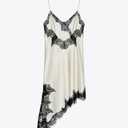 Women's Satin Lace Dress Asymmetric Cocktail Mini Dress Layering Essentials Elegant Dresses Date Night Outfits, Large