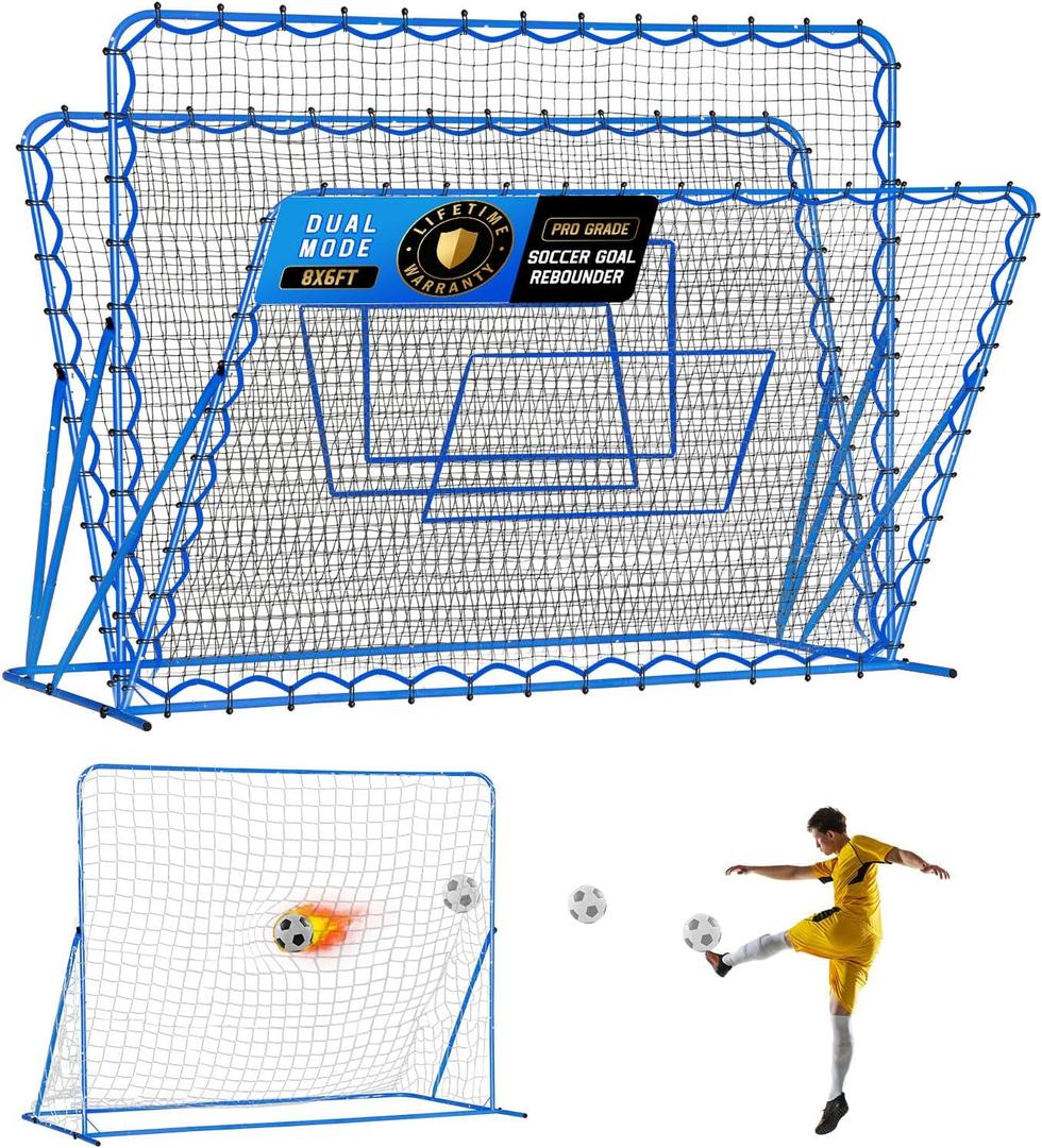 Soccer Baseball Rebounder Net, Quick-Switch Angle Volleyball Pitchback Soccer Training for Control, Passing Practice, Easy Setup Lacrosse Soccer Goal Rebounder Gifts Equipment for Kids, Teens & Adults