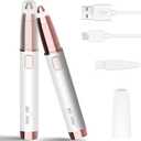 gurelax Eyebrow Trimmer for Women,Electric Eyebrow Hair Remover, Painless Brow Razor Shaper with LED Light, USB Rechargeable, Eye Brow and Face Epilator for Ladies(White)