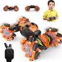 1:12 Gesture Sensing RC Stunt Car, 2 * 1200mAh Hand Controlled Remote Control Twist Cars with Light & Music, 4WD 360 Rotate Transform Drift, Gifts for 8-12 Kids Age 8 9 10 11 12 Yrs Old Trains-Red