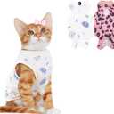 2 PCS Cat Recovery Suit Female Cat Onesie for Cats After Surgery Spay Abdominal Wounds, Kitten Surgery Recovery Suit Female Breathable E-Collar Alternative Kitten Onesie Anti Licking, Cat+Camouflage, Medium