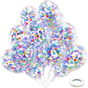 Rainbow Multicolor Confetti Latex Balloons - 60 Pack 12 inch Helium Colorful Confetti Balloons for Birthday Bridal Shower Wedding Party Decorations