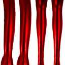 SATINIOR Women's Carnival Halloween Costume Elastic Spandex Shiny Wet Long Gloves and Thigh High Stockings