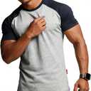 Casual Short Sleeve Crew Neck Classic Wicking Breathable Fitness Muscle Athletic T Shirts Men (Gray, XXXL)