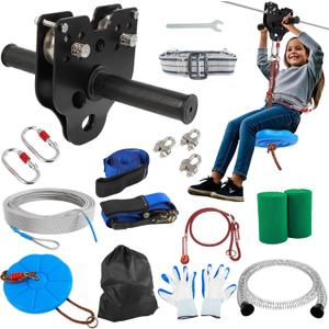 Zipline for Backyard Kids and Adults: 100FT Up to 400 lbs - Updated Removable Design Trolley,Thickened Seat,Safety Harness,Quick Tighten Zipline Kits for Outdoor
