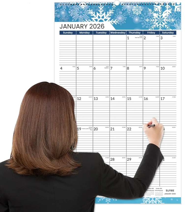 SUNEE 2026 Wall Calendar Extra Large 17"x27", 21 Month Calendar (Ends June 2027), Vertical Large Monthly Calendar 2026-2027 for Wall, Seasons Color