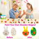 Worgree Easter Crafts for Kids, 36 Pcs DIY Wooden Magnets Art Craft Supplies Painting Kit for Boys Girls Ages 4-8 8-12 Birthday Easter Activities Toys Gifts Party Favors Basket Goodie Bag Stuffers