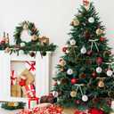 12 Pcs 4 Inch Large Velvet Christmas Balls with 24 Pcs 5.9 x 8.7 Inch Velvet Xmas Tree Bows Christmas Flocked Ornaments Set Hanging Decors for Tree Garland Holiday Party Decors(Neutral)