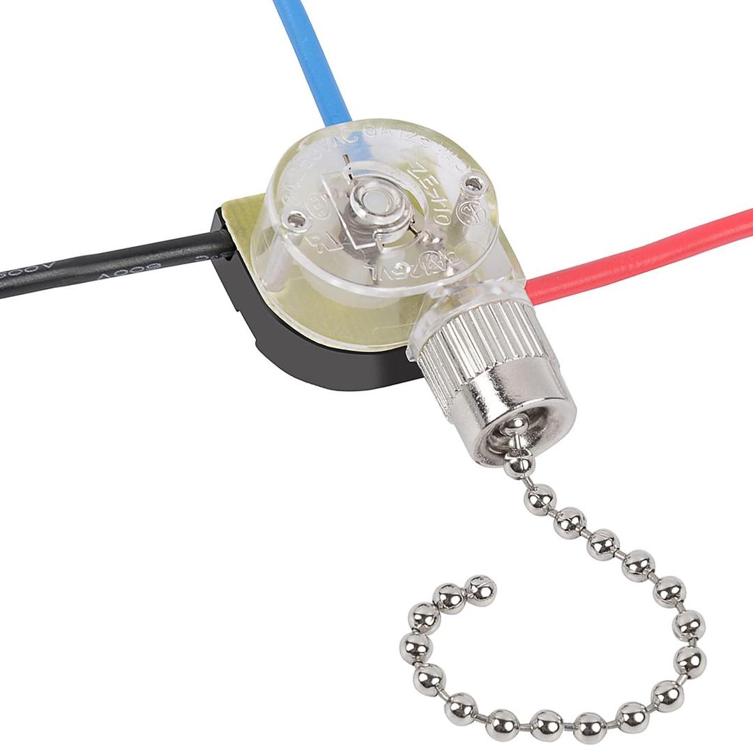 Ceiling Light Switch,ZE-110 3 Way 3-Wire Fan Light Switch Replacement Pull Chain Switch Compatible with Hunter Ceiling Fan, ZE-110nickel