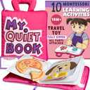 My Quiet Book - Toddler Travel Essential, Car Plane Activity Books, Montessori Busy Board Book, Airplane Toys for Toddlers 1-3, Gifts for 1 2 3 4 Year Old Girl, Birthday Gifts Toys Age 2-4 (Pink & Purple)
