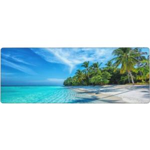 Large Mouse Pad Extended Gaming Mouse Pad 12''X31.5'' Maldives Islands Ocean Tropical Computer Desk Mat Long Keyboard Pad with Stitched Edges