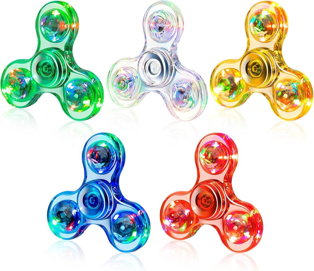 FIGROL 5 Pack Fidget Spinner, Light Up Fidget Spinners for Kids-Glow in The Dark Fidget Toy Party Favors Goodie Bag Stuffers Classroom Prizes (Blue&white&green&yellow&red)