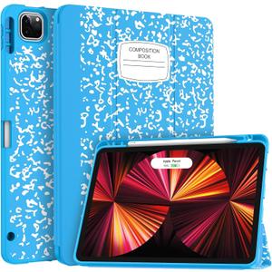 Soke for iPad Pro 11 Case (M2) 2022/2021/2020 with Pencil Holder - [Full Body Protection + Apple Pencil Charging + Auto Wake/Sleep], Soft TPU Back Cover for 2022 iPad Pro 11 inch(Book Blue)