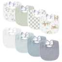 Konssy Muslin Baby Bibs 8 Pack Baby Bandana Drool Bibs Cotton for Unisex Boys and Girls, Soft Absorbent Set for Teething and Drooling (Stone)