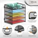 Letter Tray Paper Organizer 5-Tier Desk Organizer File Organizer Paper Holder with Handle, Metal Desktop Document Shelf Tray Office Classroom Organization - Black