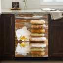 Spa Zen Stones & White Orchid Magnetic Dishwasher Cover (25.6" x 23")