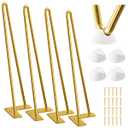 SMARTSTANDARD 16 Inch Hairpin Table Legs, 3 Steel Rods 1/2 Inch Pipe Diameter, 800lbs Load Capacity, Mid-Century Style for Coffee Table, Side Table, Night Stand (Gold, 4PCS)