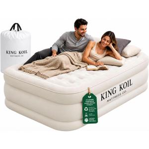 King Koil Air Mattress Twin with Built-in Pump, 20” Raised Airbed