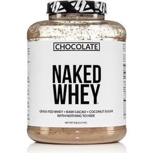 NAKED Whey Protein Supplement Powder, Chocolate, GMO Free, Soy Free, Gluten Free Aid Muscle Growth and Recovery 60 Servings, 5 Ib (5 Pound (Pack of 1)), Best By 04/2027