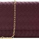 U+U Crossbody Bags for Women, Small Leather Bag with Removable Chain, Card Slots & Phone Pocket - Lightweight Purse Wallet (Burgundy)
