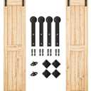 SMARTSTANDARD 6.6FT Heavy Duty Double Door Sliding Barn Door Hardware Kit,Smoothly and Quietly-Easy to Install-Includes Step-by-Step Installation Instruction Fit 20" Wide Door Panel