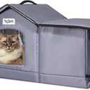 Outdoor Cat House Weatherproof & Insulated for Winter - Upgraded Seamless Bottom Feral Cat Shelter, Waterproof Cat Houses for Outdoor Cats, Easy to Assemble Outside Cat House with Mat(Grey, L)