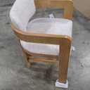 Meridian Furniture 11074Beige-C Sacha Collection Art Deco Counter Stool with Rich Beige Polyester Linen Textured Fabric, Two Tone Weave, Solid Wood Natural Finish, 20.5" W x 21" D x 37.5" H, Beige