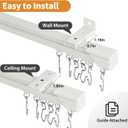 Ceiling Curtain Track, 3ft-9ft Aluminum Ceiling Curtain Track Set, Heavy Duty Curtain Rails Wall Mount Track Curtains System Room Divider (3PCS)