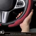 Aimato Nappa Leather Steering Wheel Cover, Ultra-Thin Car Steering Wheel Cover,Comfortable & Breathable Microfiber,Universal Fit for Most Cars,Wine Red