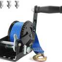 Boat Trailer Winch 1600LBS with 26ft Strap, 4:1 Gear Ratio Hand Crank Winch, 2-Way Ratchet Heavy Duty Steel Winch for Boat, Jet Ski, ATV, Trailer