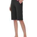 SPEXIAL Women's Bermuda Knee Length Workout Long Shorts 14" Black 2XL (XXL)