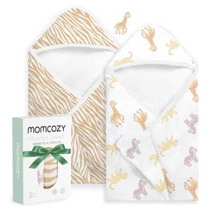 Momcozy Baby Towel with Hooded - Ultra Soft & Absorbent Large Bath Towel Set for Comfort & Gentle on Baby's Skin - Shower Gift & Bath Essential & Baby Registry Search for Newborn,Infant,Toddler,Kids, Toddler Bath Towel ( 35 X 35 Inch )