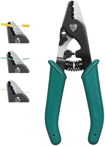 BAOSHLA Three Hole Fiber Optic Stripper, High Precision, Fiber Optic tool Three-port stripper line for optical stripper of FTTH tool With adjustable knife Optical cable stripping pliers Green