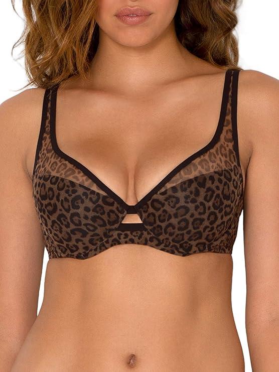 Smart & Sexy Women's Mesh Plunge Bra, Classic Leopard, 38D